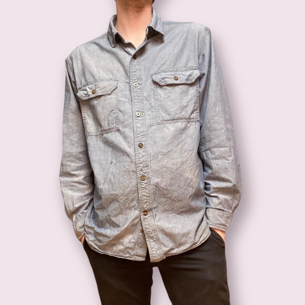 light blue / grey Carhartt long sleeve collared shirt